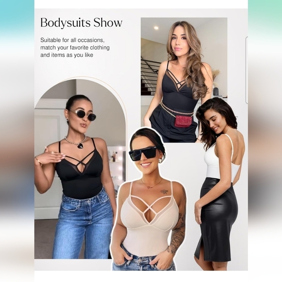 Popilush Women's Deep V Criss Cross Tummy Control Shapewear Bodysuit Size XXL - Picture 2 of 10